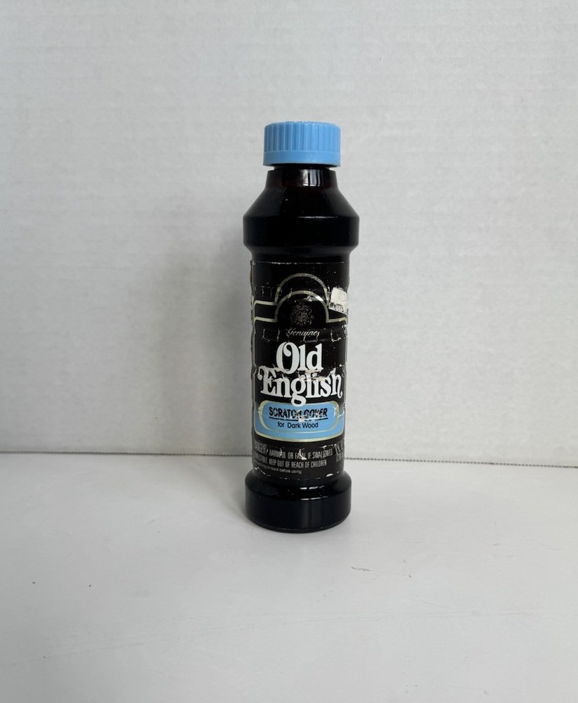 Vintage Old English Scratch Cover Dark Wood 8 oz Blue Lid 1990s Colman 90% Full