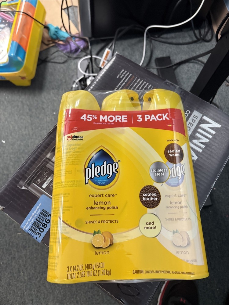 Pledge Lemon Enhancing Polish Furniture Spray LARGE 14.2 OZ CANS Pack Of 3