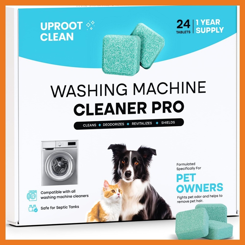 Uproot Clean Washing Machine Cleaning Tablets for Pet Owners, 24 Pack