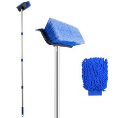 60″ Car Wash Brush with Long Handle, Car Wash Mitt Included, 2 in 1 Soft Bris…