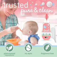 Dreft Baby Bottle Dish Soap, Fragrance-Free Liquid Detergent, 18oz ( 2 Pack)