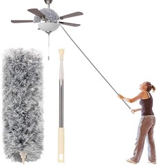 Duster with Extension Pole, 30-100 Inch & Bendable Microfiber Duster Head