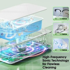 Ultrasonic Cleaner – 50KHz Cleans Jewelry, toothbrush, razors- Super Efficient