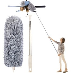 Extendable Microfiber Duster with 30”-100” Telescoping Pole for High Ceilings,