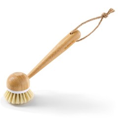 Dish Brush With Handle Natural Bamboo Dish Scrubber Brush Kitchen Dishwashing Br