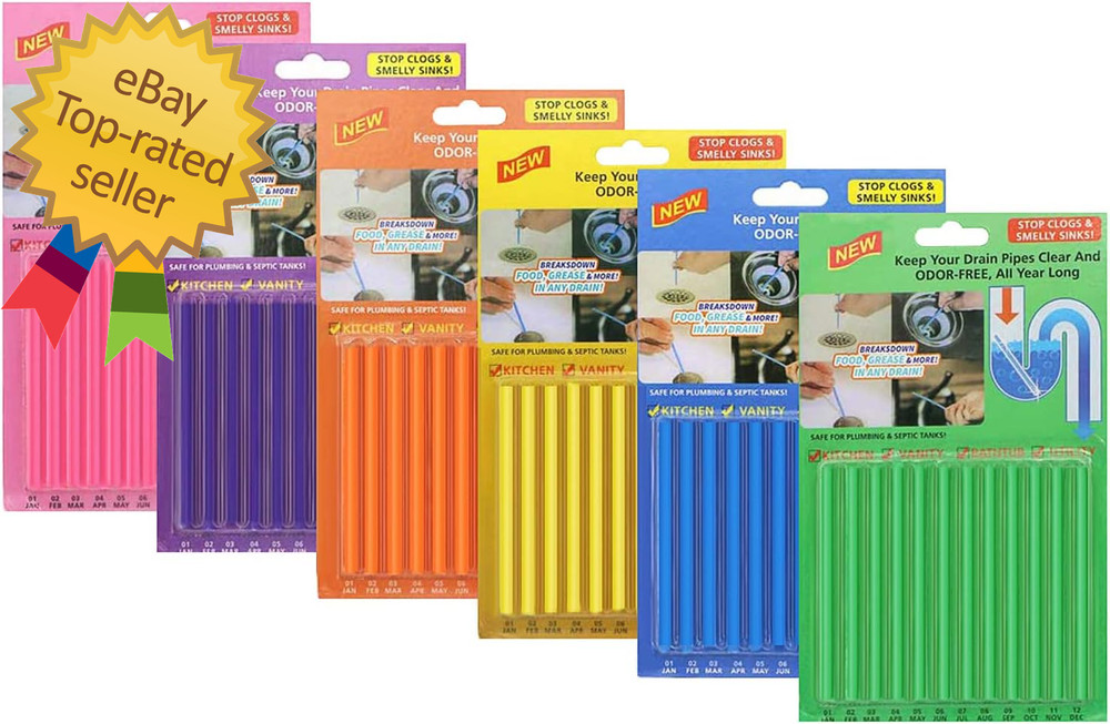 72Pcs Drain Cleaner Deodorizer Sticks – Keep Drain Pipes Clear, Prevent Clogs fo