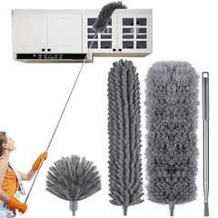 4 Pcs Microfiber Cobweb Duster with 100-inch Extendable Pole, Washable and Re…