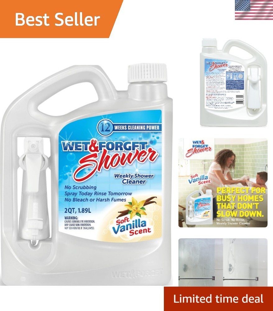 64 Fl Oz No Scrub Shower Cleaner with Vanilla Scent – Multi-Surface Formula
