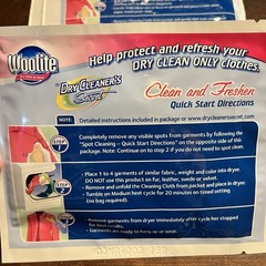 Woolite Dry Cleaner’s Secret Dry Clean At Home Cloths 4 Sheets Total