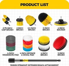 Versatile 23-Pack Drill Brush Set with Sponge & Wool Pads for Effective Cleaning