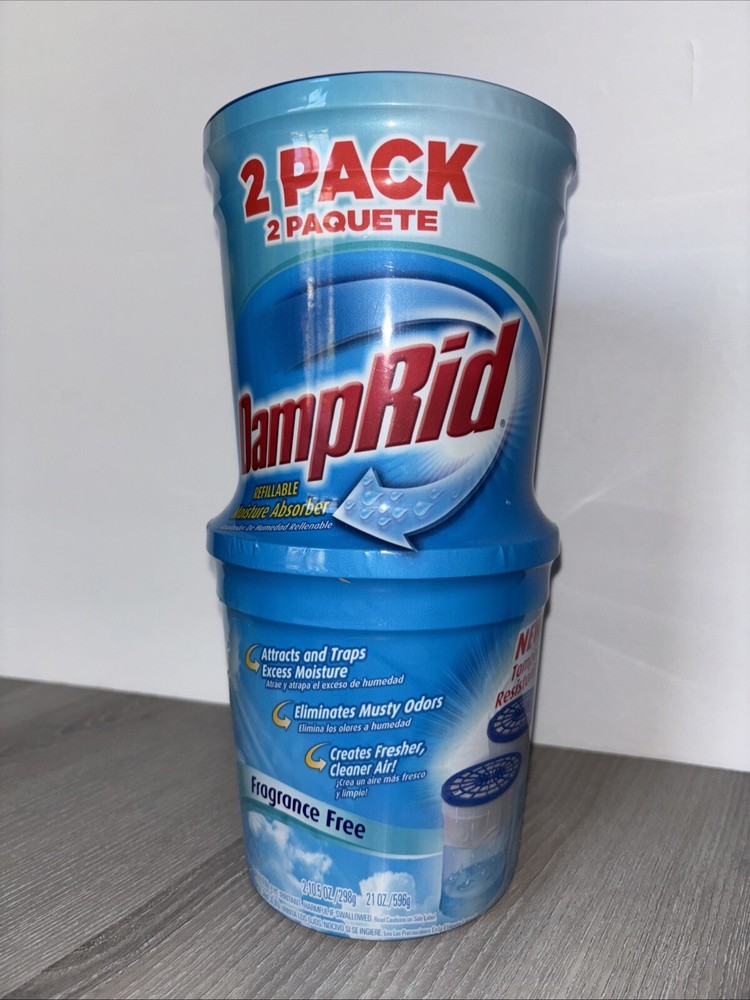 NEW Damprid 10.5oz Tubs – Refillable Moisture Absorber – 2 Pack Fragrance Free