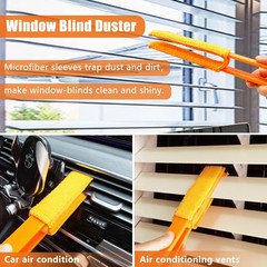 4 Pack Microfiber Blinds Duster, 4 Removable and Washable Sleeves, Cleaner fo…