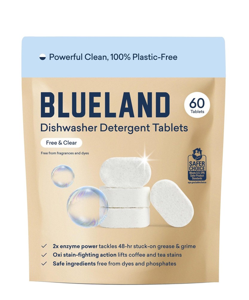 100% Plastic-Free Dishwasher Detergent Tablets, 60 Count, Free & Clear, Eco-F…
