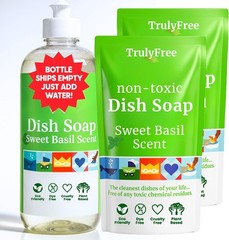 Truly Free Non Toxic Dish Soap Kit Sweet Basil 16 oz