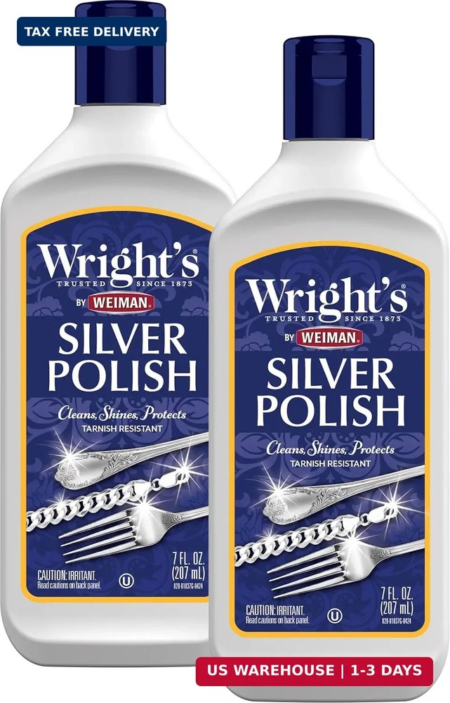 Wright’s Silver Cleaner and Polish – 7 Ounce (2 Pack) Ammonia-Free – Use on Silv