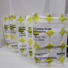 5pk Smartly Lemon Scent Detergent Dishwasher Packs 32 packs per bag