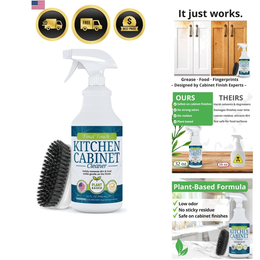Kitchen Cabinet Cleaner – Plant Based Cleaner Solution, Safe on Paint and Woo…