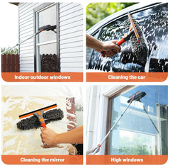 Kit Limpieza Cristales Con Escobilla Rotativa Para Hogar Coche Y Exterior