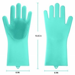 Cleaning Scrubber, Magic Rubber Heat Resistant Reusable Silicone Gloves,1 Pair