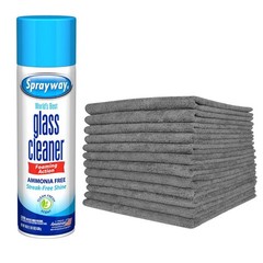 Sprayway Glass Cleaner 19 oz With 12×12 Microfiber Cleaning Cloths – Gray