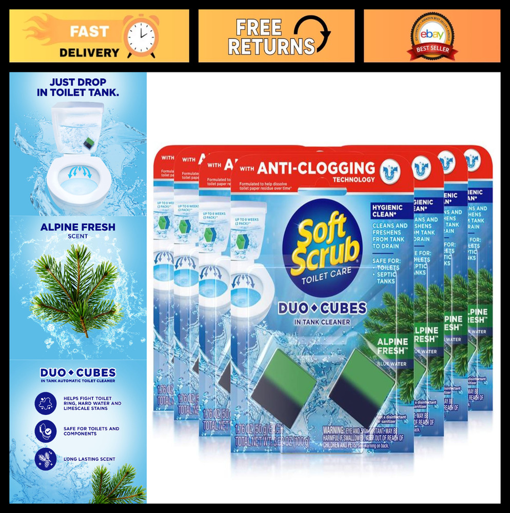Toilet Bowl Cleaner Duo-Cubes – Alpine Fresh, 14 Total Pieces, Limescale & Hard