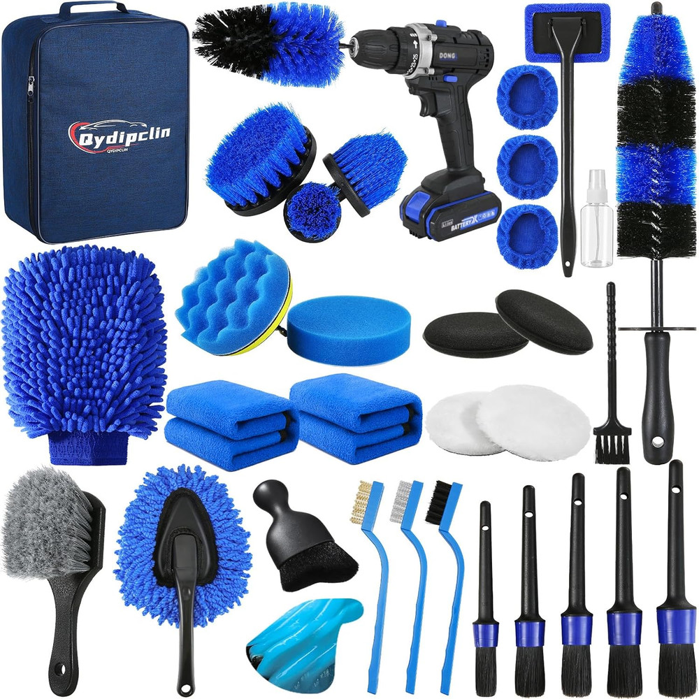 Qydipclin 34Pcs Car Detailing Kit, Car Detailing Brush Set, Car Wash Cleaning Ki
