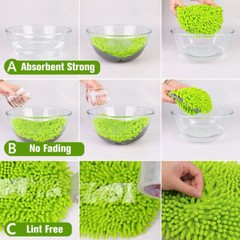 45″ Aluminum Alloy Long Handle 2 n 1 Chenille Microfiber Car Wash Brush Mop Mitt