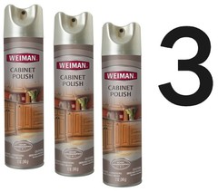 3 WEIMAN Natural Oil CABINET POLISH Aerosol Clean Conditions Restore Wood UVX-15