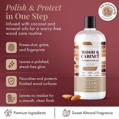 Wood Cleaner and Furniture Polish 16oz 2 Pack Cabinet Table Conditioner Almond