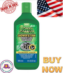 Green Gobbler Drain Clog Remover 5-in-1 Hair Dissolver Shower Sink Septic Safe