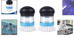 Multi-Use Soap Dispensing Brush in Navy/Blue for Easy Kitchen Cleanup Pack of 2