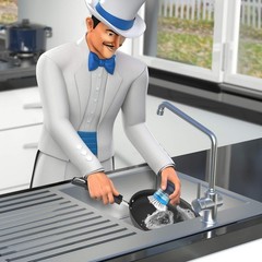 Multi-Use Soap Dispensing Brush in Navy/Blue for Easy Kitchen Cleanup Pack of 2