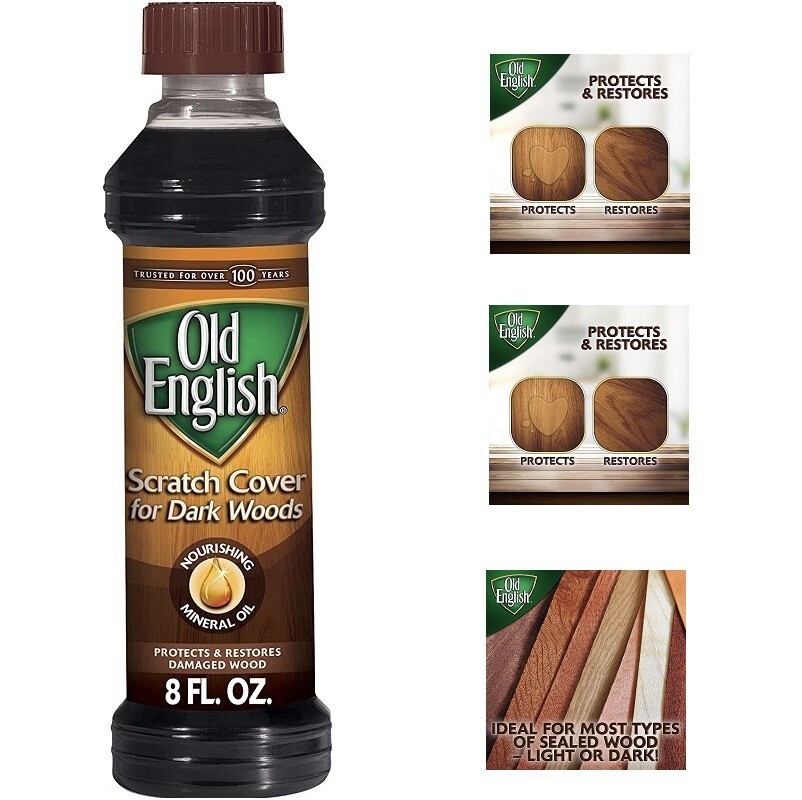 Old English Furniture Scratch Cover for Dark Woods Floor Polish , Browm, 8 Fl.Oz