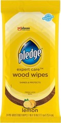Pledge Expert Care Enhancing Wood Wipes, Lemon Scent, 24 Count