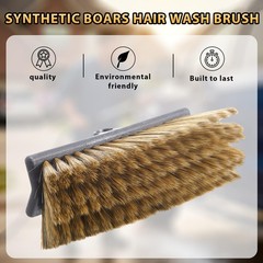 Soft Boar’s Hair Car Wash Brush 10 Synthetic Bristles Curved Scratch-Free