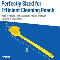 SPARTA 20 Inch Floater Scrub Brush, Polybutylene Bristles, Yellow, 6-Pack