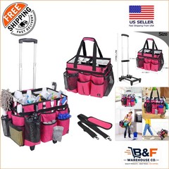 Waterproof Extra Large Cleaning Caddy with Multiple Pockets & Detachable Trolley