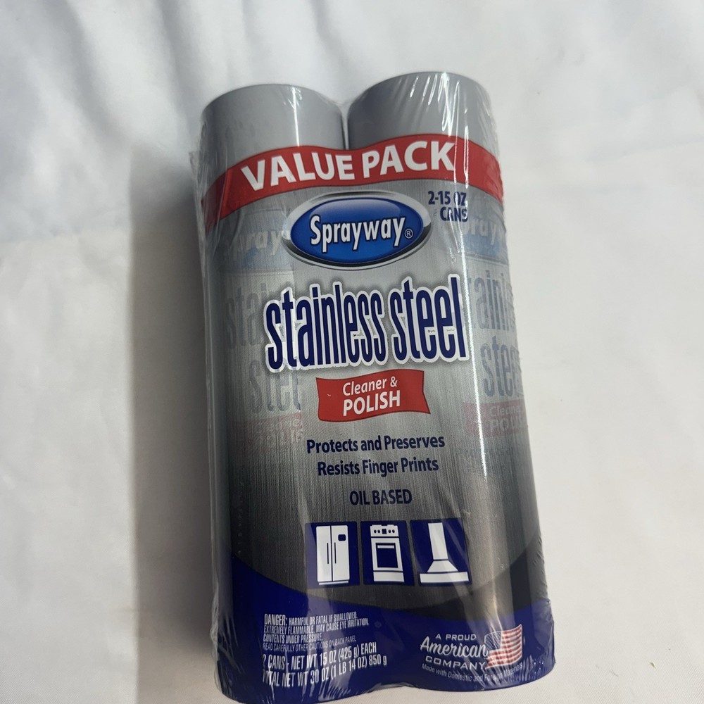 Sprayway Stainless Steel Cleaner & Polish 2 Pack 15oz Cans Oil Based NEW