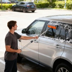 Eazer 46” Professional Window Cleaner Tool, 2-in-1 Rotatable Squeegee for Wi…