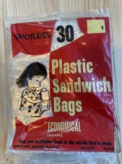 Vintage Plastic Sandwich Bags in Original Packaging Advertising Opened