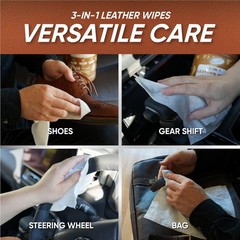 Air Jungles 3in1 Leather Cleaner Wipes 50 Count (Pack of 2)