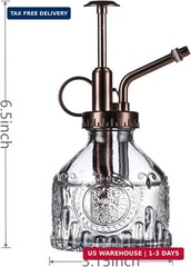 Glass Plant Mister – 6.5″ Green Glass Water Spray Bottle with Gold Top Pump, Sma