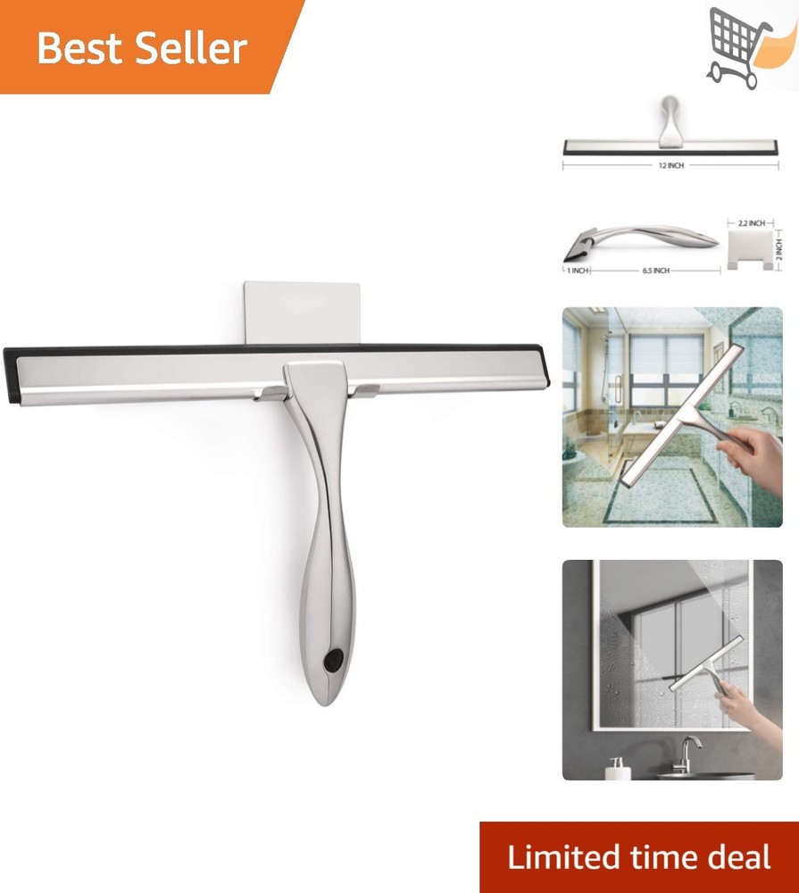 All-Purpose Stainless Steel Squeegee 12-inch for Shower Glass Windows Cars