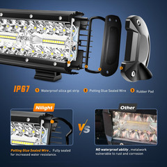 Nilight Led Light Bar 12Inch 300W Triple Row Flood Spot Combo 30000LM Bar Drivin