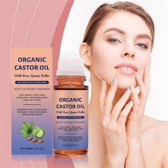 Organic Golden Castor Oil Roll-On with Rose Quartz for Skin,Hair&Wrinkle