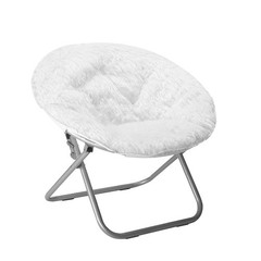 Faux Fur Saucer Chair Plush Round Lounge Chair Off White