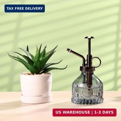 Glass Plant Mister – 6.5″ Green Glass Water Spray Bottle with Gold Top Pump, Sma