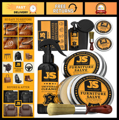 Leather Cleaner & Conditioner, Repair Kit, Shoe Polish, Wood Restorer, 8 oz