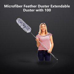 Microfiber Feather Duster Extendable Duster with 100 inches Extra Long Pole, …