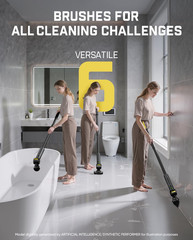 Flip G9 Pro Electric Scrubber, Voltipulse Motor, Dual-Speed Cleaner with 6 Brush